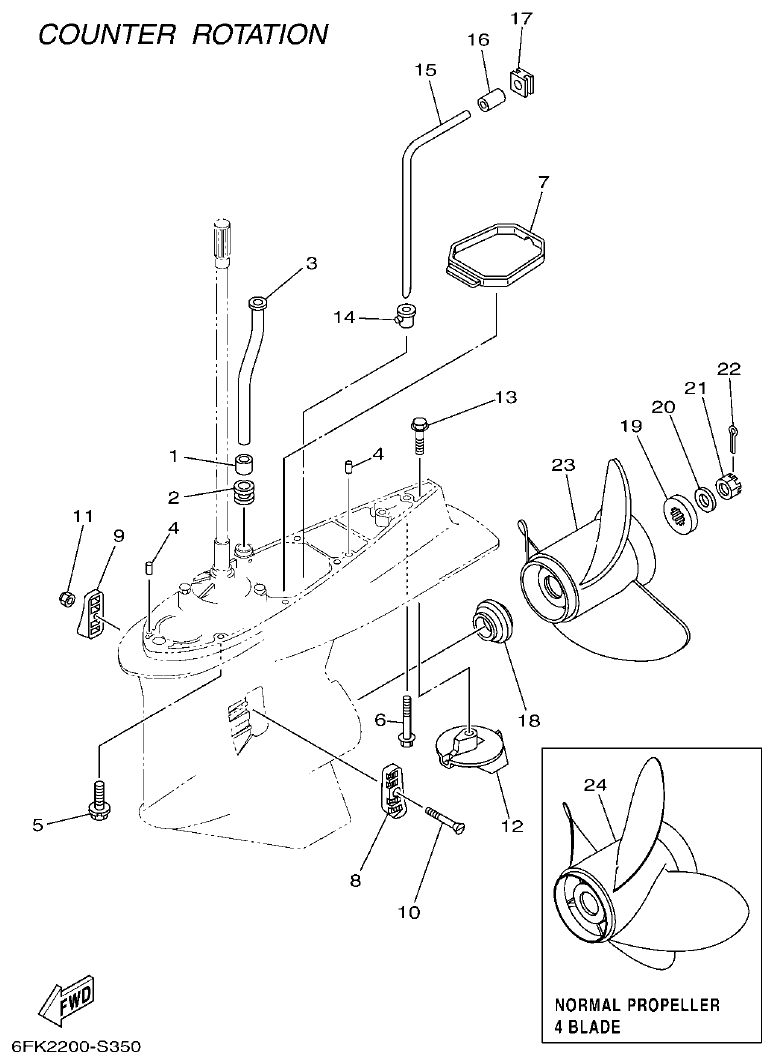 Yamaha F250HET, FL250HET LOWER CASING & DRIVE 4 parts diagram